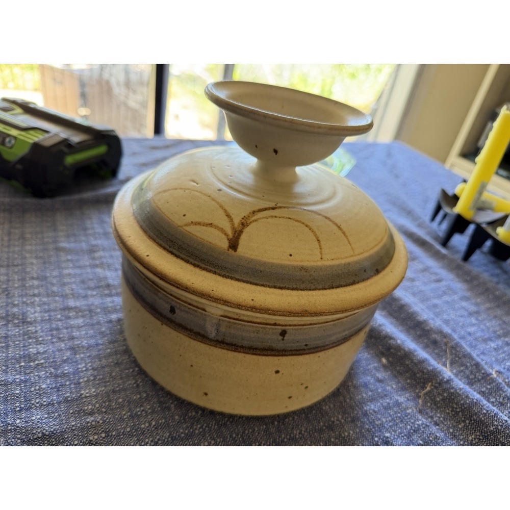 Vintage Studio Pottery Covered Dish Jar Stoneware Lidded Rustic VTG - Picture 5 of 14